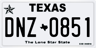 TX license plate DNZ0851