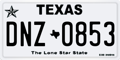 TX license plate DNZ0853