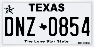 TX license plate DNZ0854