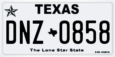 TX license plate DNZ0858