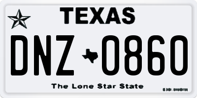 TX license plate DNZ0860