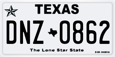 TX license plate DNZ0862