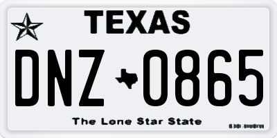 TX license plate DNZ0865