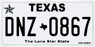 TX license plate DNZ0867