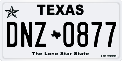 TX license plate DNZ0877