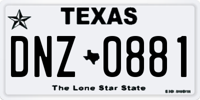 TX license plate DNZ0881