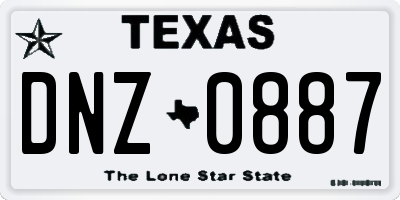TX license plate DNZ0887