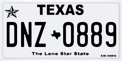TX license plate DNZ0889