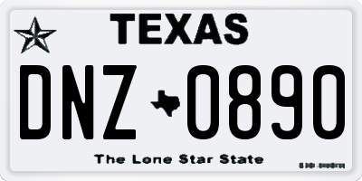 TX license plate DNZ0890