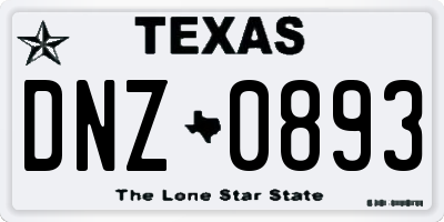 TX license plate DNZ0893