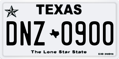 TX license plate DNZ0900