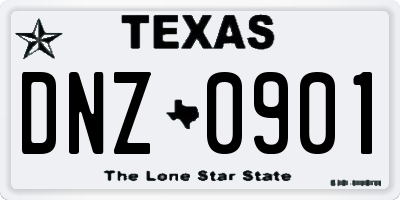 TX license plate DNZ0901