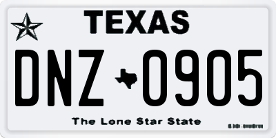 TX license plate DNZ0905