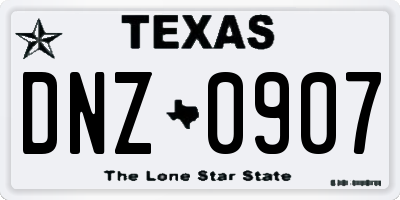 TX license plate DNZ0907
