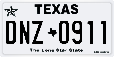 TX license plate DNZ0911