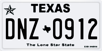 TX license plate DNZ0912