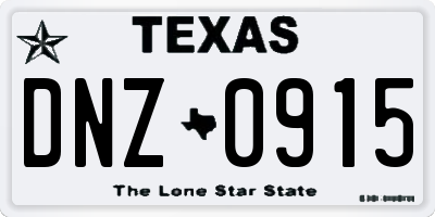 TX license plate DNZ0915