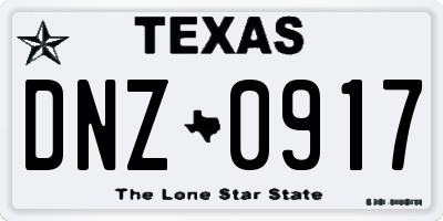 TX license plate DNZ0917