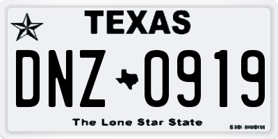 TX license plate DNZ0919