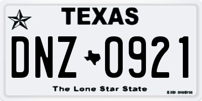TX license plate DNZ0921