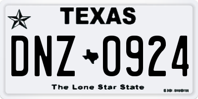 TX license plate DNZ0924