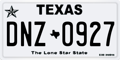 TX license plate DNZ0927