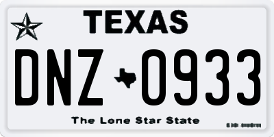 TX license plate DNZ0933