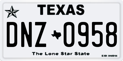 TX license plate DNZ0958