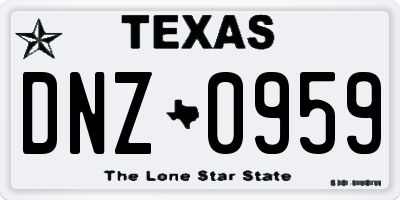 TX license plate DNZ0959