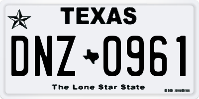 TX license plate DNZ0961