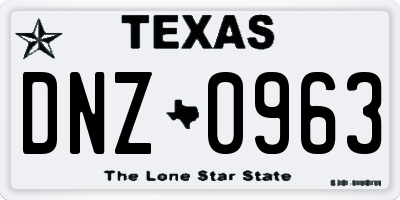 TX license plate DNZ0963