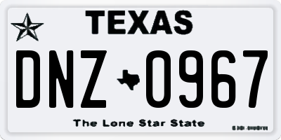 TX license plate DNZ0967