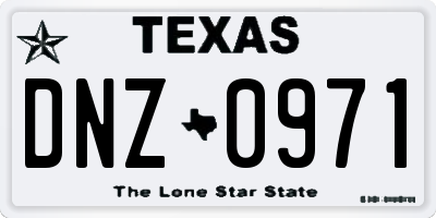 TX license plate DNZ0971