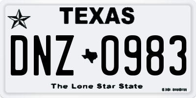 TX license plate DNZ0983