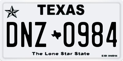 TX license plate DNZ0984