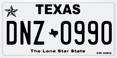 TX license plate DNZ0990