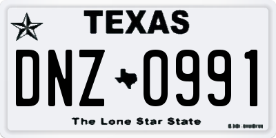 TX license plate DNZ0991