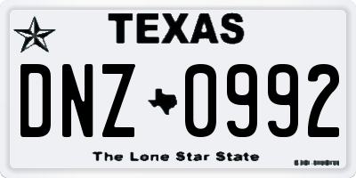 TX license plate DNZ0992