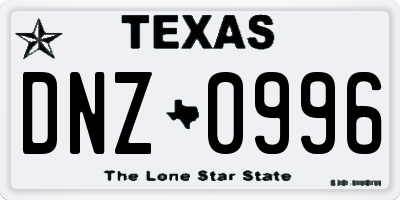TX license plate DNZ0996