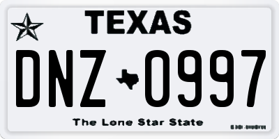 TX license plate DNZ0997