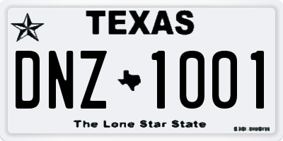 TX license plate DNZ1001