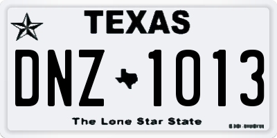 TX license plate DNZ1013