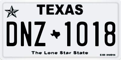 TX license plate DNZ1018