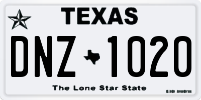 TX license plate DNZ1020