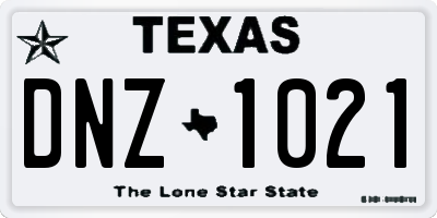 TX license plate DNZ1021
