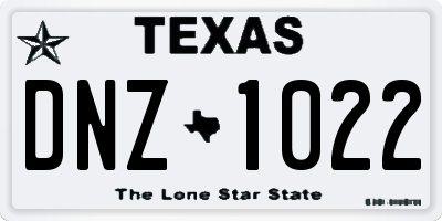 TX license plate DNZ1022