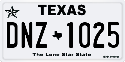 TX license plate DNZ1025