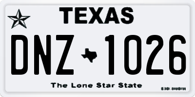 TX license plate DNZ1026