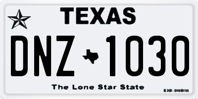 TX license plate DNZ1030