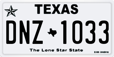 TX license plate DNZ1033